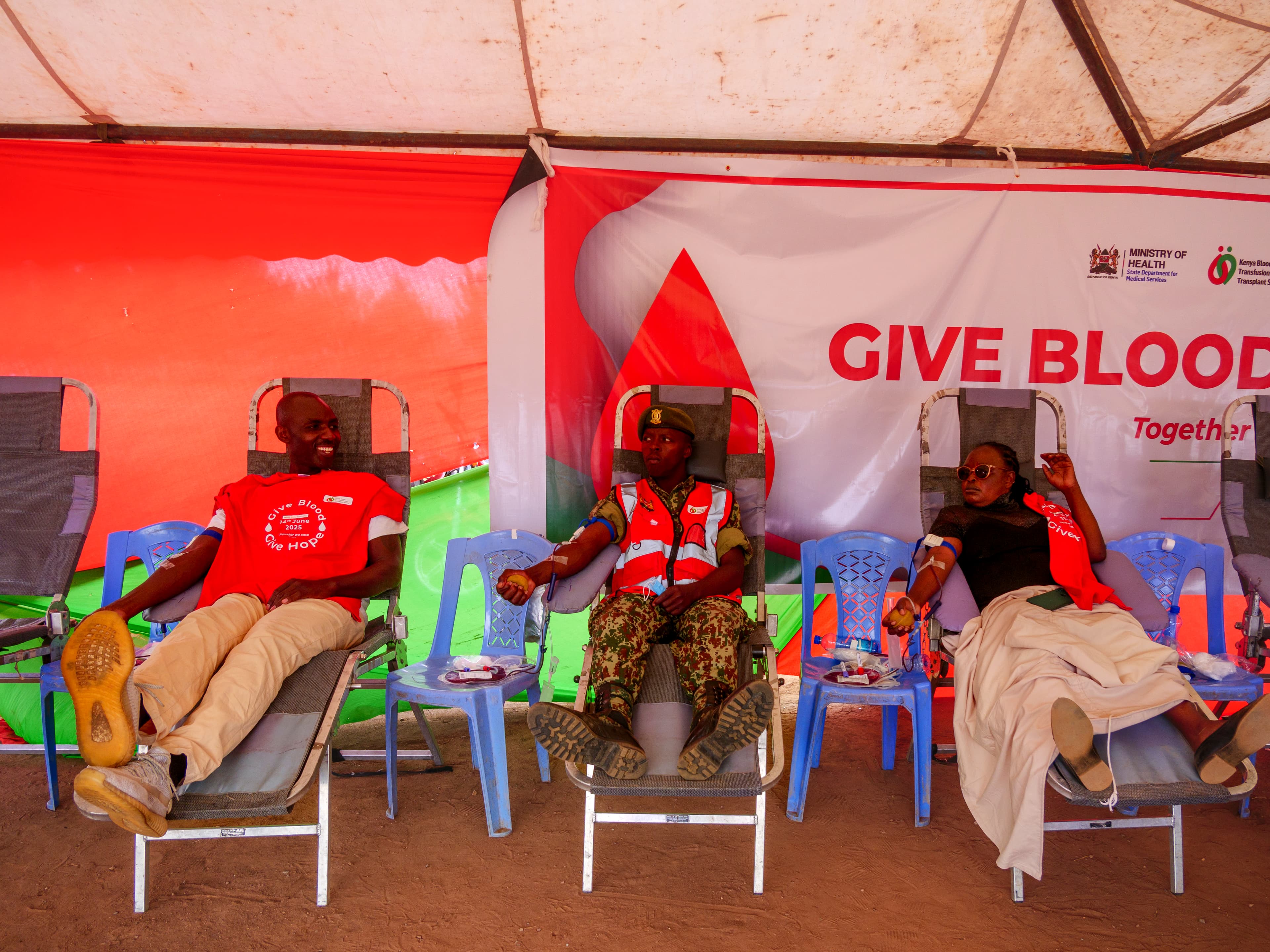 Group Photo of Donation in Progress