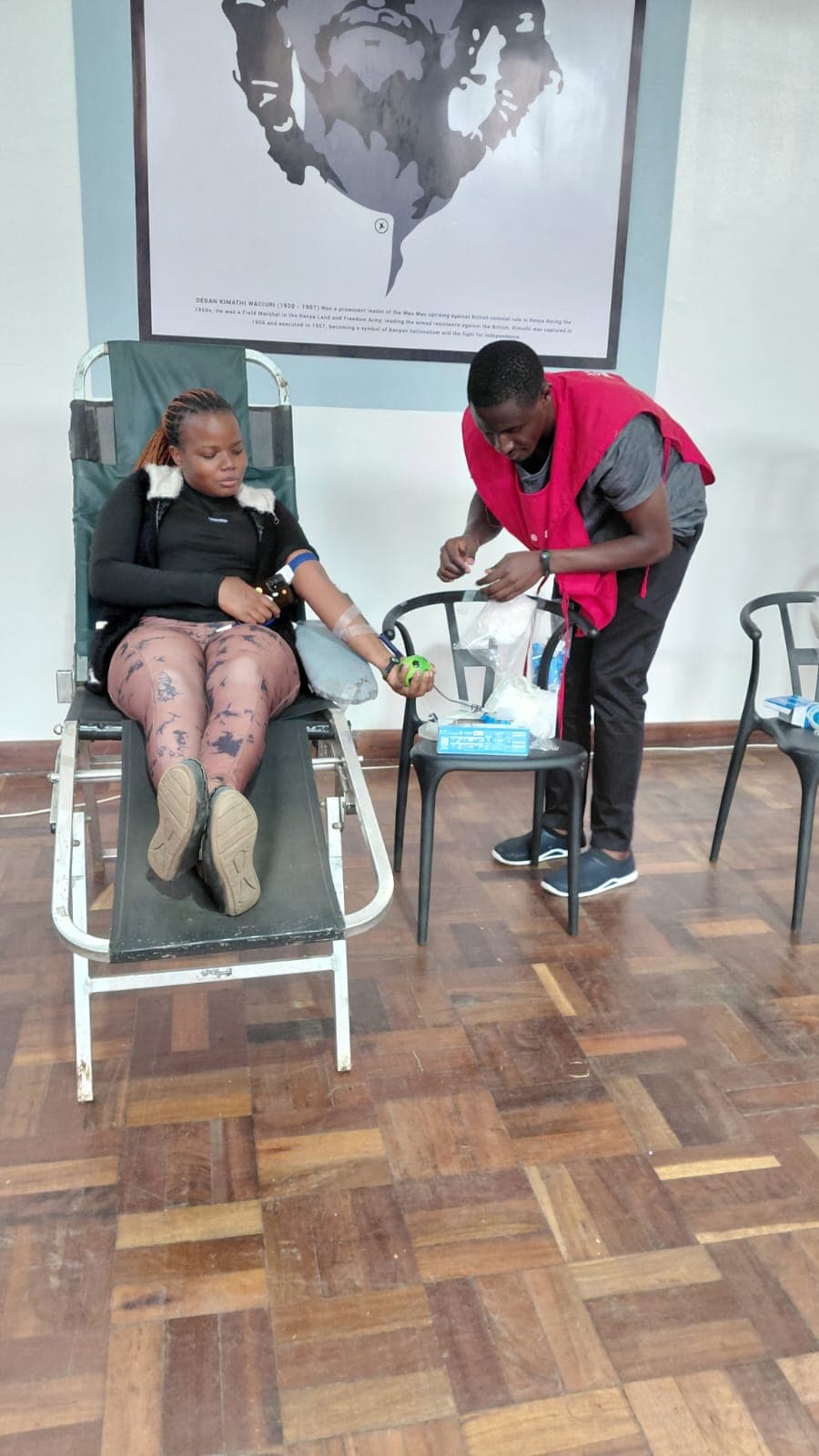 Donor giving blood