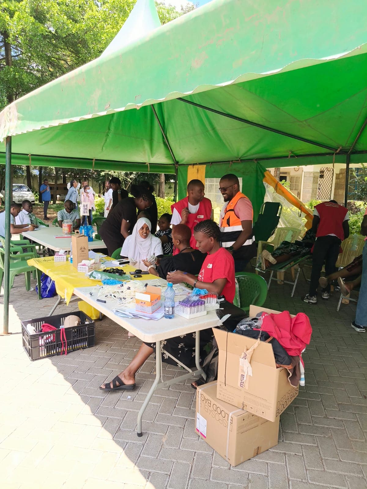 Medics attending to donors